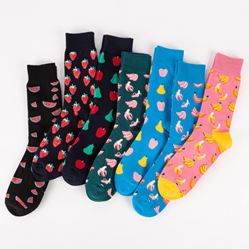 Bunte Herren-Fruchtsocken - Mittellang, Kartenloses Design für Paare