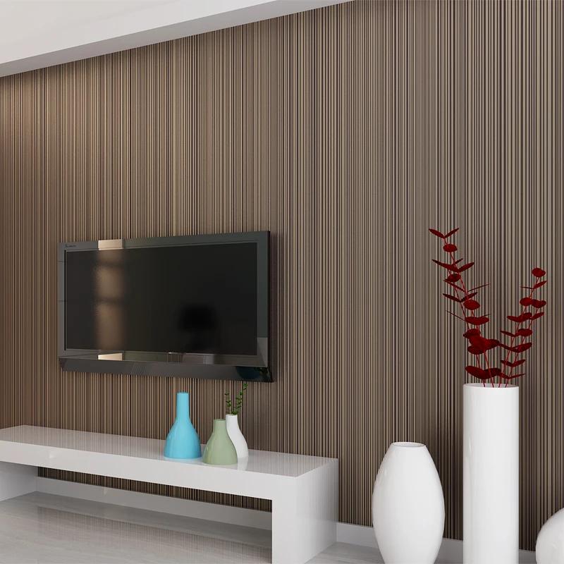 Solid Color Striped Wallpaper 3D Non-woven Flocking Wallpaper Roll Bedroom Living Room Classic Wall Paper Home Decor Modern 10M