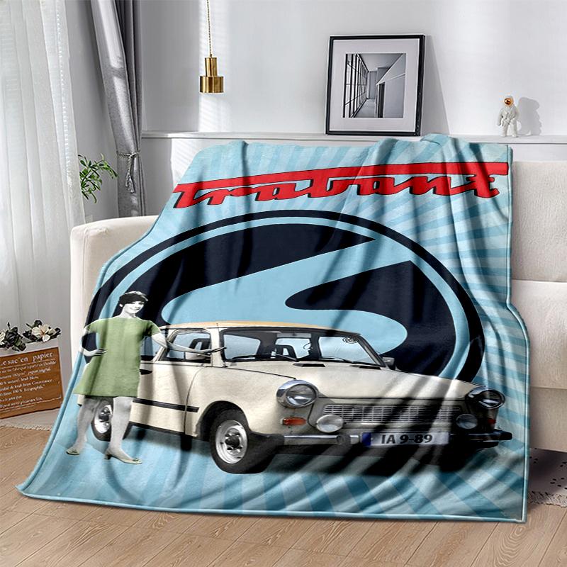 Trabant 601 Flannel Blanket Soft Warm All-Season Throw, Design for Camping, Car Travel, Hiking Sofa, Bed, Office Perfect Gift for Parties