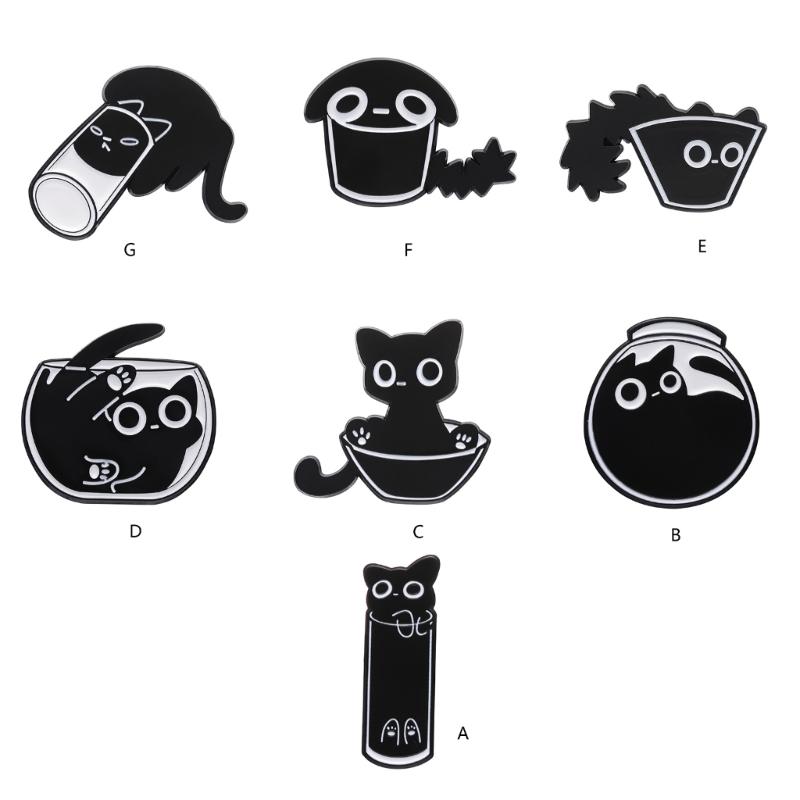 Lovely Cats Enamel Lapel Pin Cartoon Animal Designs Brooches Portable for Jackets Hats and Backpacks