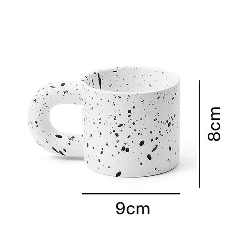 Nordic Black and White Ceramic Mug Home Office Water Cup Coffee Cup Simple Fat Handle Couple Cup Creative Kitchen Bar Supplies