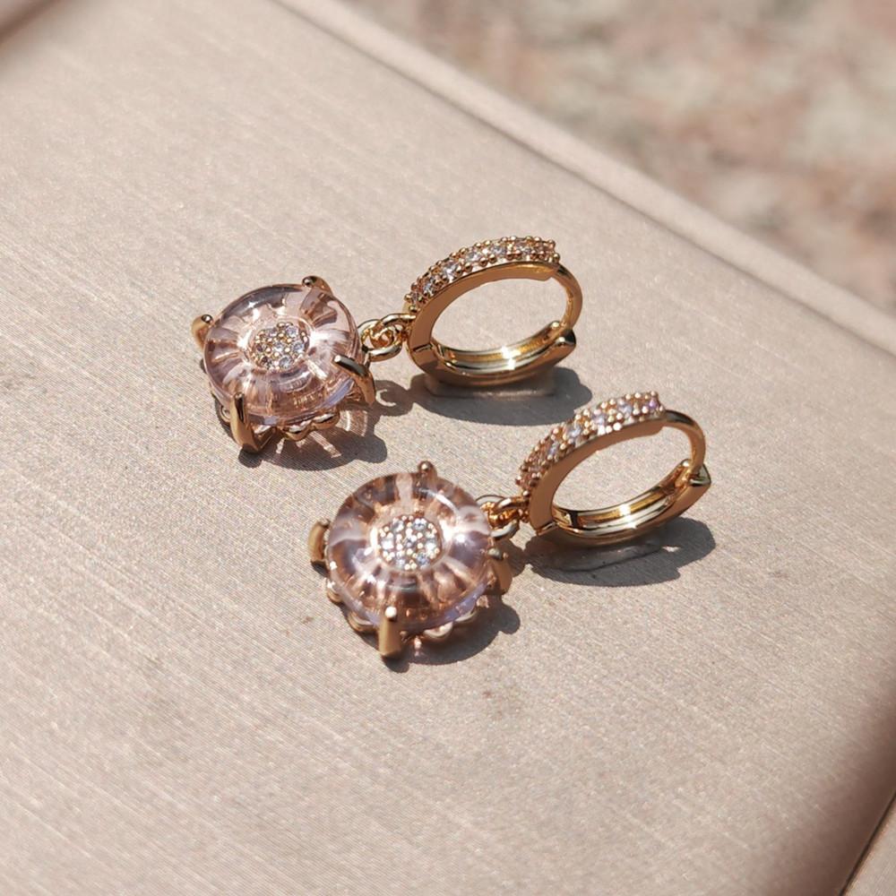 

Круглые серьги-подвески с кристаллами для женщин, новинка 2024 года, модные серьги, модные вечерние украшения, свадебные аксессуары розовый