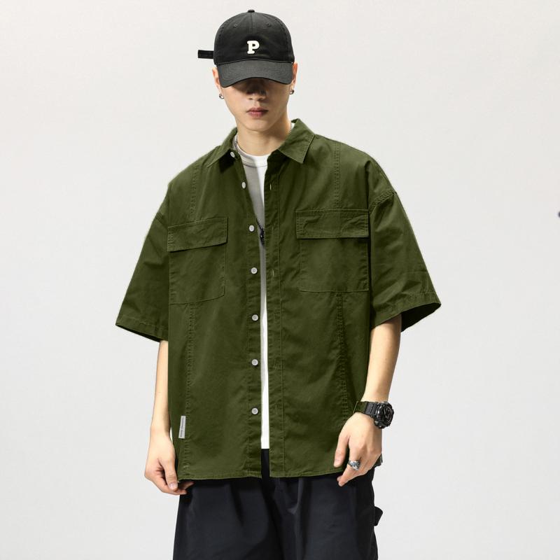Workwear Short-Sleeved Shirt Men's Short-Sleeved Slim Jacket Summer Men's Casual Jacket Men's Student Shirt