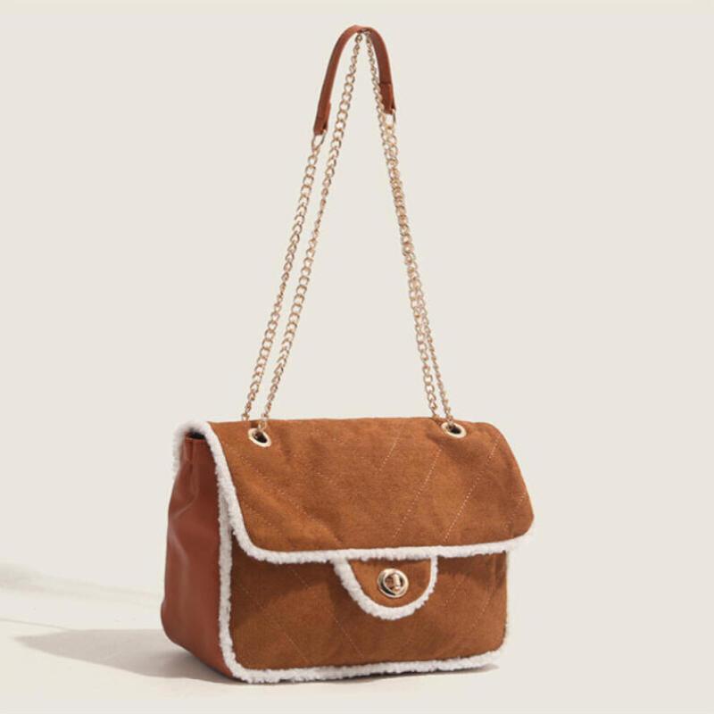 New Fashion Square Bags Female Shoulder Bags Retro Brown Niche Design Advanced Chain Bags Women's Leisure Trend Crossbody Bags