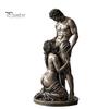 Vintage Ornament Statue Ornament, Mythology Collectible Bookshelf with Distressed Bronze Texture Retro Home Decor Wrinkled Clothing Pattern for Living