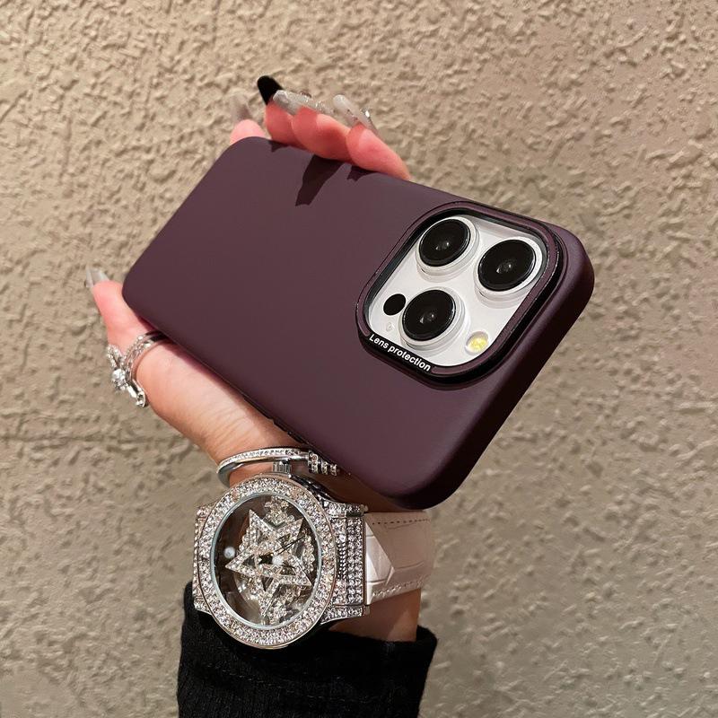 For iPhone 15 Pro Max Case Matte PC Cell Phone Shell with Metal Lens Frame