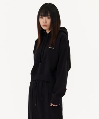 Womens Sign Logo Og Cropped Sweat Hoodie - Black
