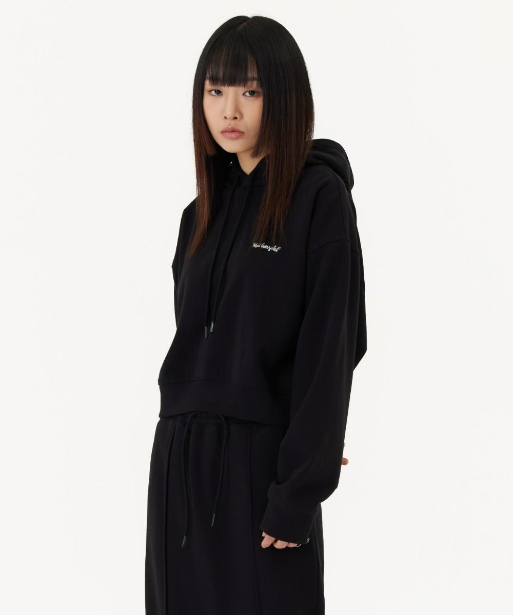 Mark Gonzales Womens Sign Logo Og Cropped Sweat Hoodie - Black Black/090