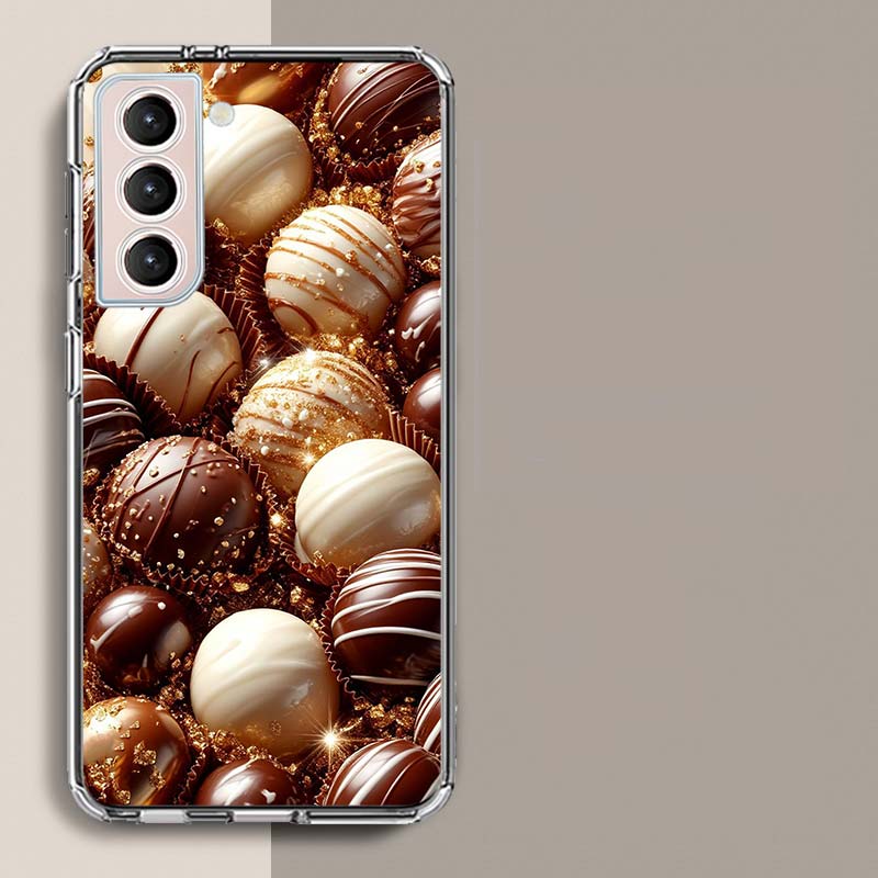 Soft Chocolate Truffles Phone Case for Samsung A16 A17 A26 A36 A56 A57 A55 A54 A37 A15 A25 A35 A14 A24 A34 Galaxy Note 20 10 A07