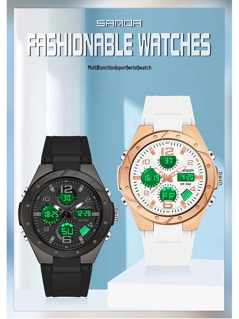 Sportovní svítivé vodotěsné multifunkční elektronické hodinky pro dospívající dívky