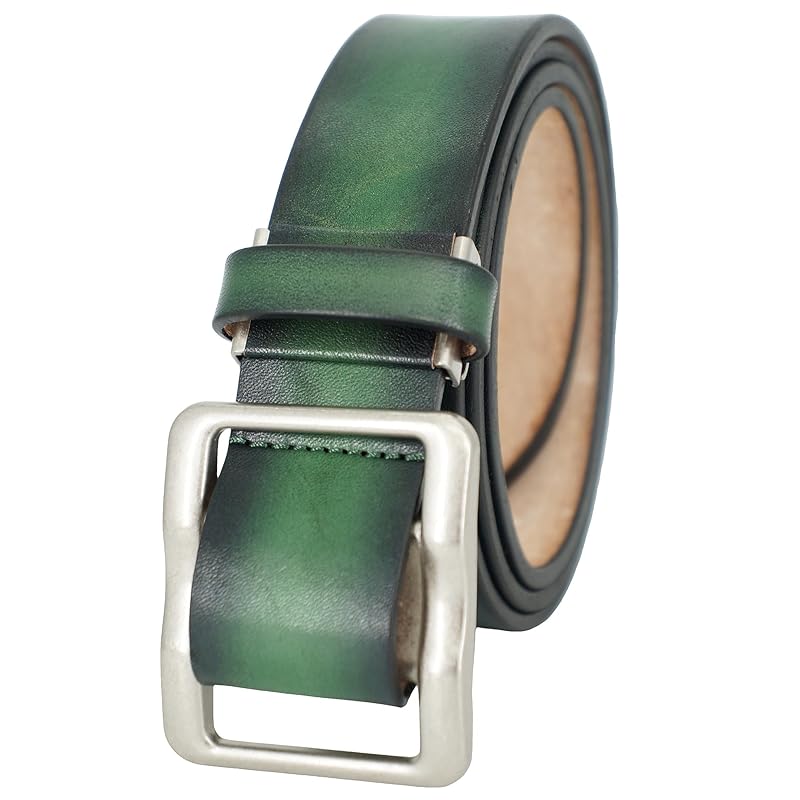 

зеленый ремень из кожи tochigi мужской из натуральной кожи, сделано в Японии Дубленая кожа, кожа для женщин Без отверстий Без отверстий Плавная регулировка Tochigirezaa коровья кожа