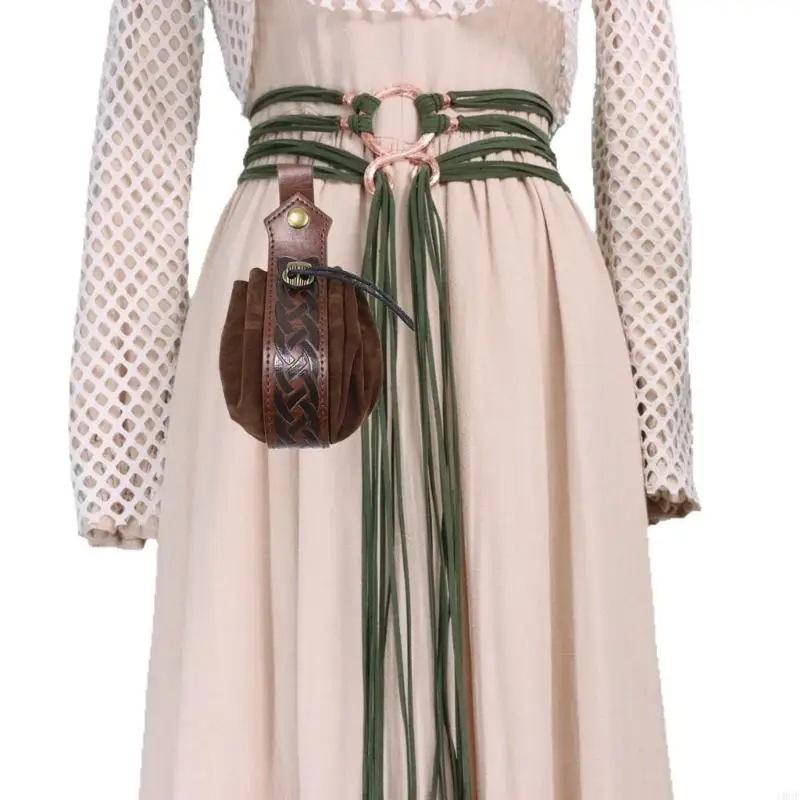 Serpentinenförmiger nordischer mittelalterlich-renaissancezeitlicher Webgürtel mit dekorativer Taillenkette