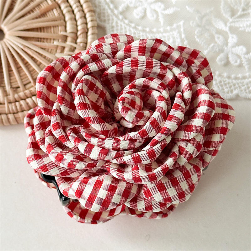 Elegante Karoblumen-Klaue Mode Pferdeschwanz-Haarnadeln Spangen Haiklammer Strand-Haarspange Für Damen Haarschmuck Neu