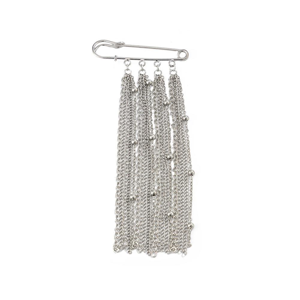 Geometric Love Pendant Pin Irregular Star Tassel Brooches Personality Tassel Chain Brooch  Male