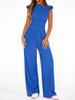 Women's 2026 Summer Solid Color Two-Piece Set with Ruffle Wide-Leg Pants