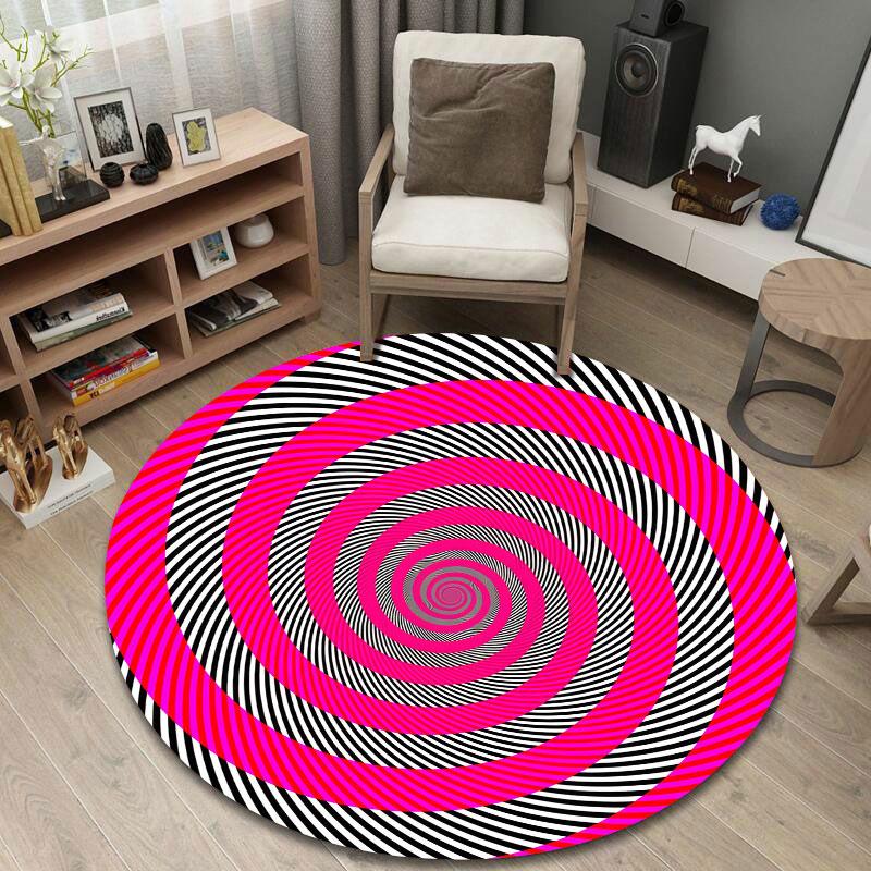Statement Round Pop Art Multicolor Rug Mat, Non-Slip Floor Mat for Entryway