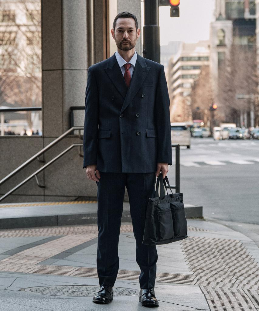 STCO Wool 50 Two-Tone Comfort Double Formal Pants Navy (Classic Fit)_Sslwa62Ctn