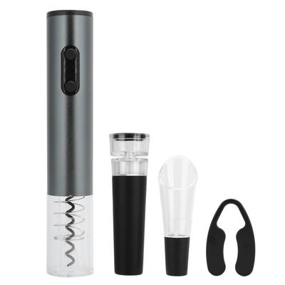 Electric Wine Bottle Opener Automatic Corkscrew W/Foil Cutter Pourer Vacuum StopperSilver Gray