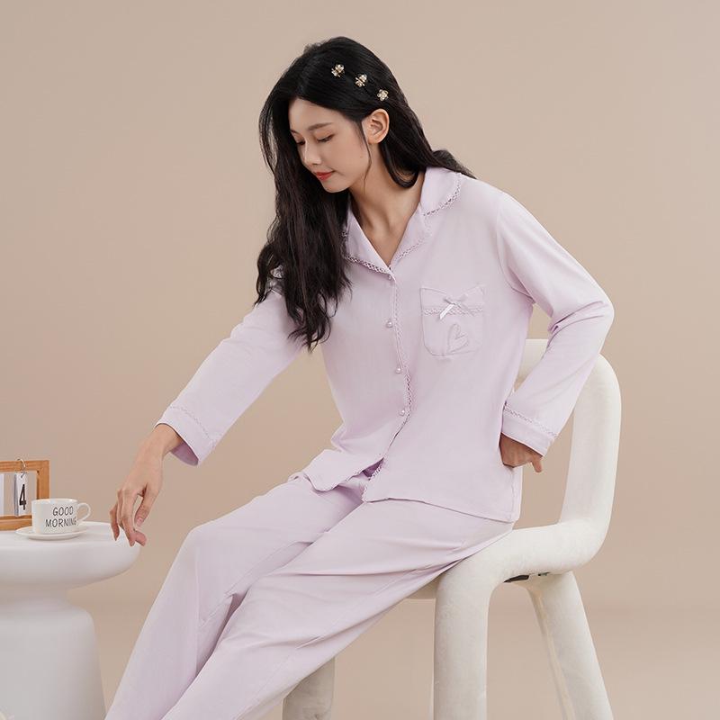 Women's Cotton Pajamas, Spring/Autumn Style, 2025 New Long-Sleeve Set for Home and Outings