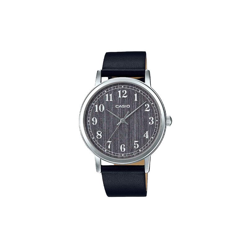 

Casio STANDARD series wood grain surface, quartz movement, leather strap, Japanese and Korean watch, men s watch, gray dial LTP-E145L-1B сірий колір