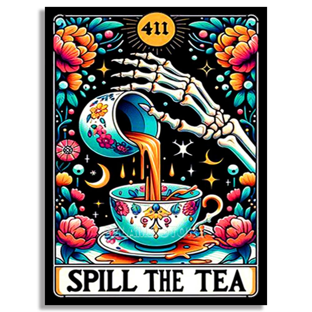 DIY Diamond Embroidery Tarot Card Diamond Painting Cartoon Skeleton Cross Stitch Set Halloween Art Decoration Gift