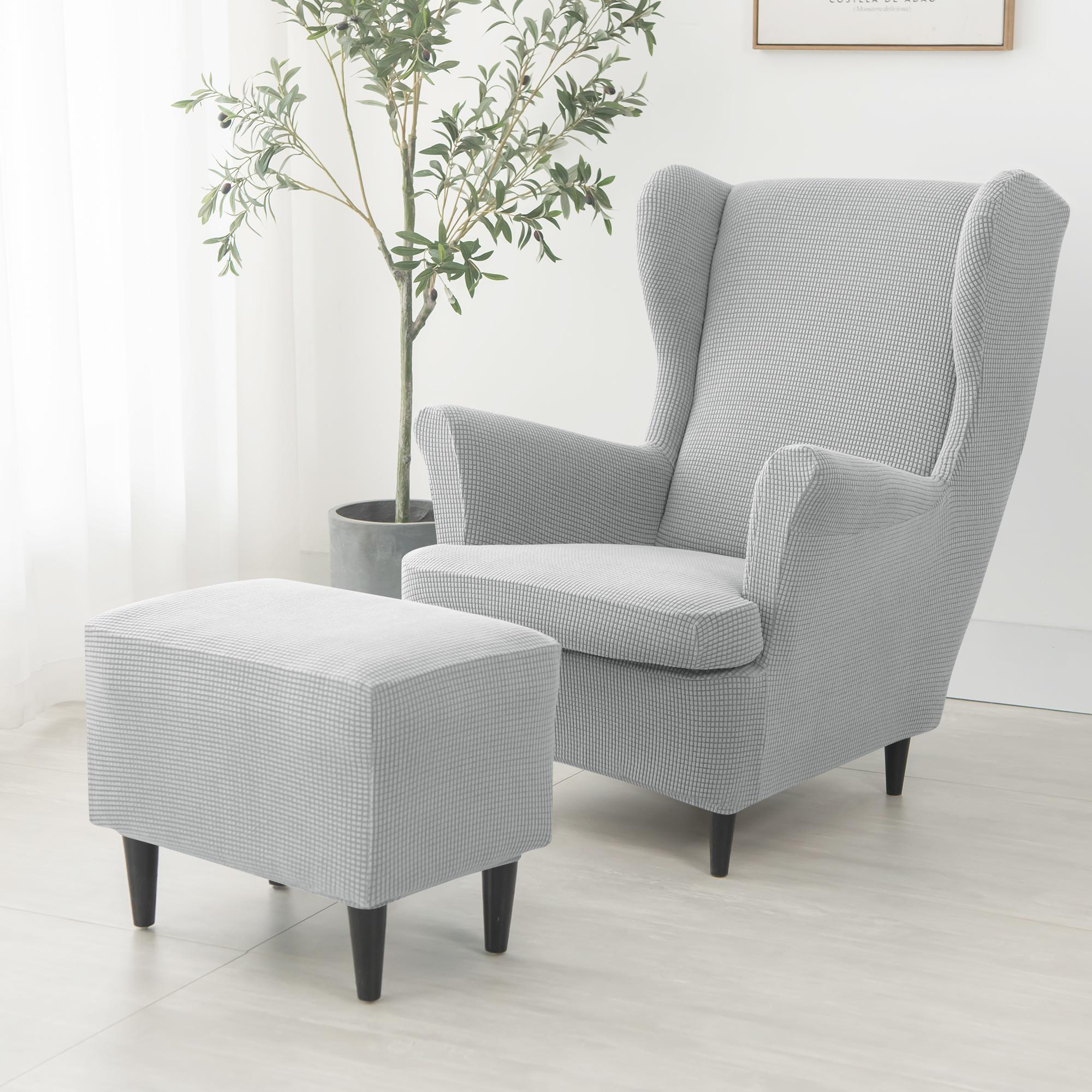 3-delige Polar Fleece Wing Chair Cover Set Met Zitkussen Hoge Rug Fauteuil En Voetenbank Overtrekken Antislip Bankbeschermer 1 set