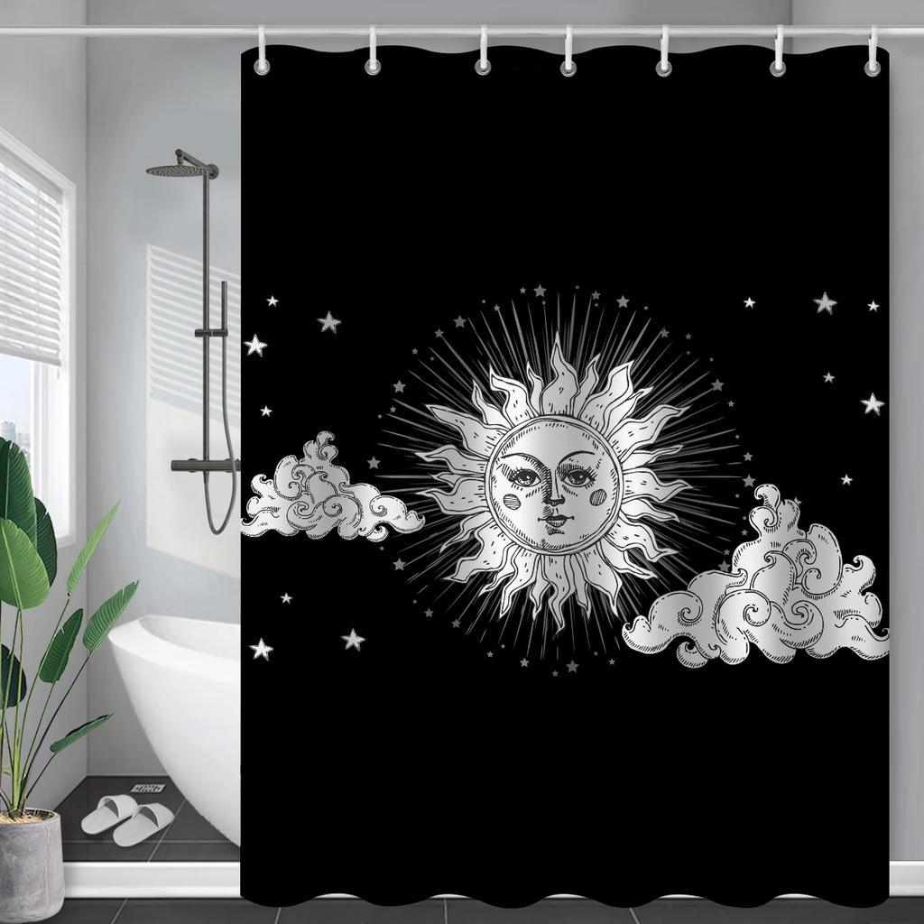Constellation Fabric Shower Bath Curtain Blush Sun And Moon Phrase Modern Abstract Mysticism Waterproof Bathroom Accessories