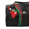 Cute leather strawberry pendant keychain braided rope love mobile phone chain bag pendant advanced sense