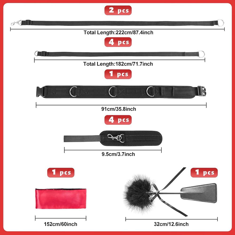 Sex Toys  Bondage Restraints Harness Adjustable Straps Kit Sex Sling Handcuffs Cross Blindfold Tickler Feather Bondage Gear