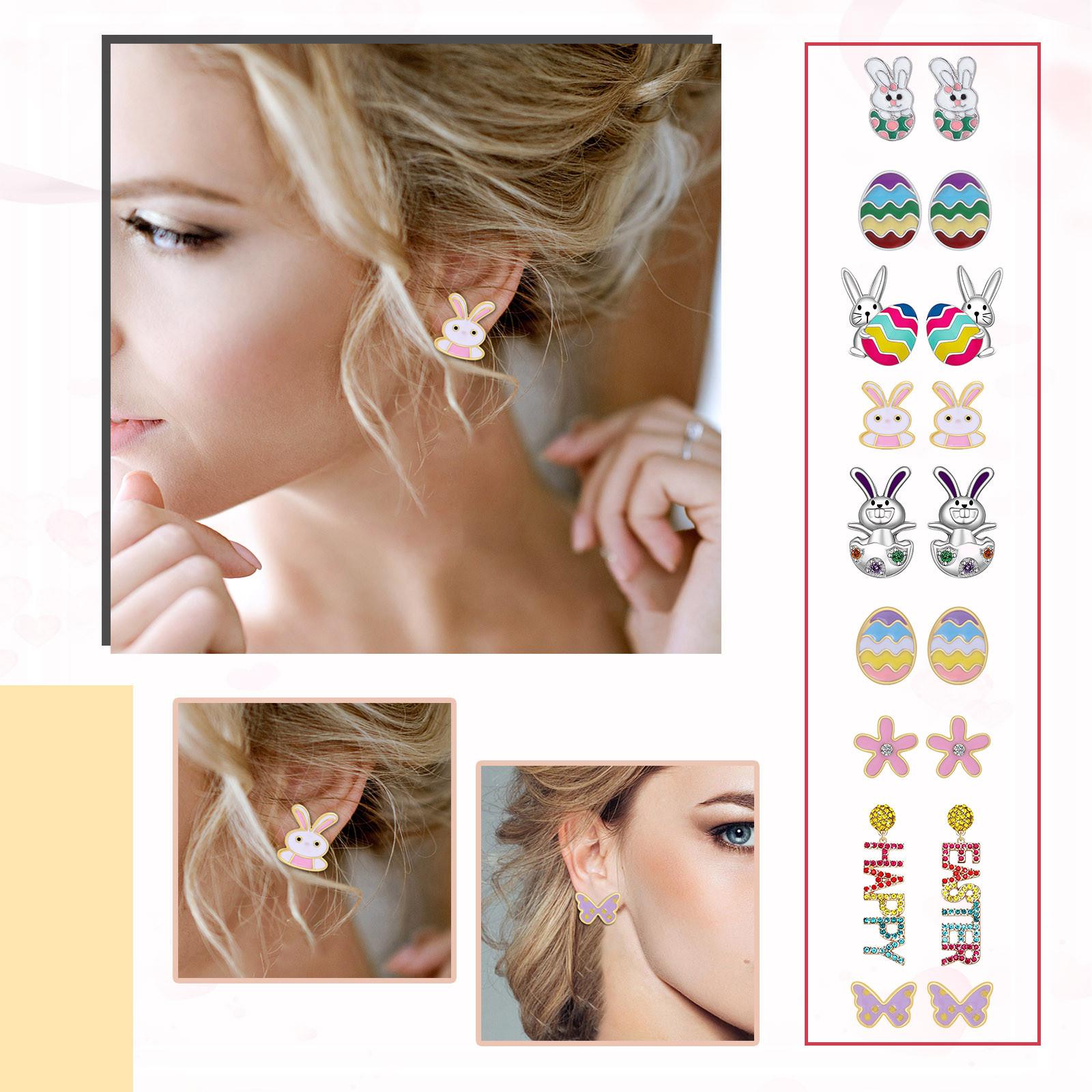 

Пасхальные серьги Набор для женщин Красочные яйца Морковь Кролик Капля Болтание Серьги Симпатичные Весенние Цветочные Серьги Пасхальная вечеринка Праздничные подарки