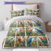 Retro Flower Parrot Pattern Bedding,Quilt Set Quilt Cover Pillowcase Home Birthday Gift (1 * duvet cover + 2 * pillowcase, without core)