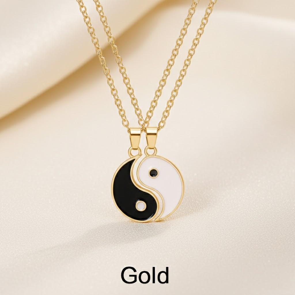 

Exquisite Yin Yang Tai Chi Puzzle Couple Pendant Romantic Anniversary Gift Valentines Day Jewelry Necklace Set