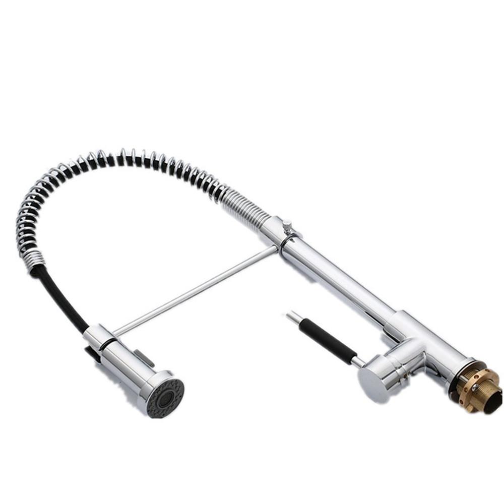 Brushed Brass Nickel Hot & Cold Kitchen Sink Faucets 360 Rotation Single Lever Pull Out Spring Spout Water Mixers Tap Crane