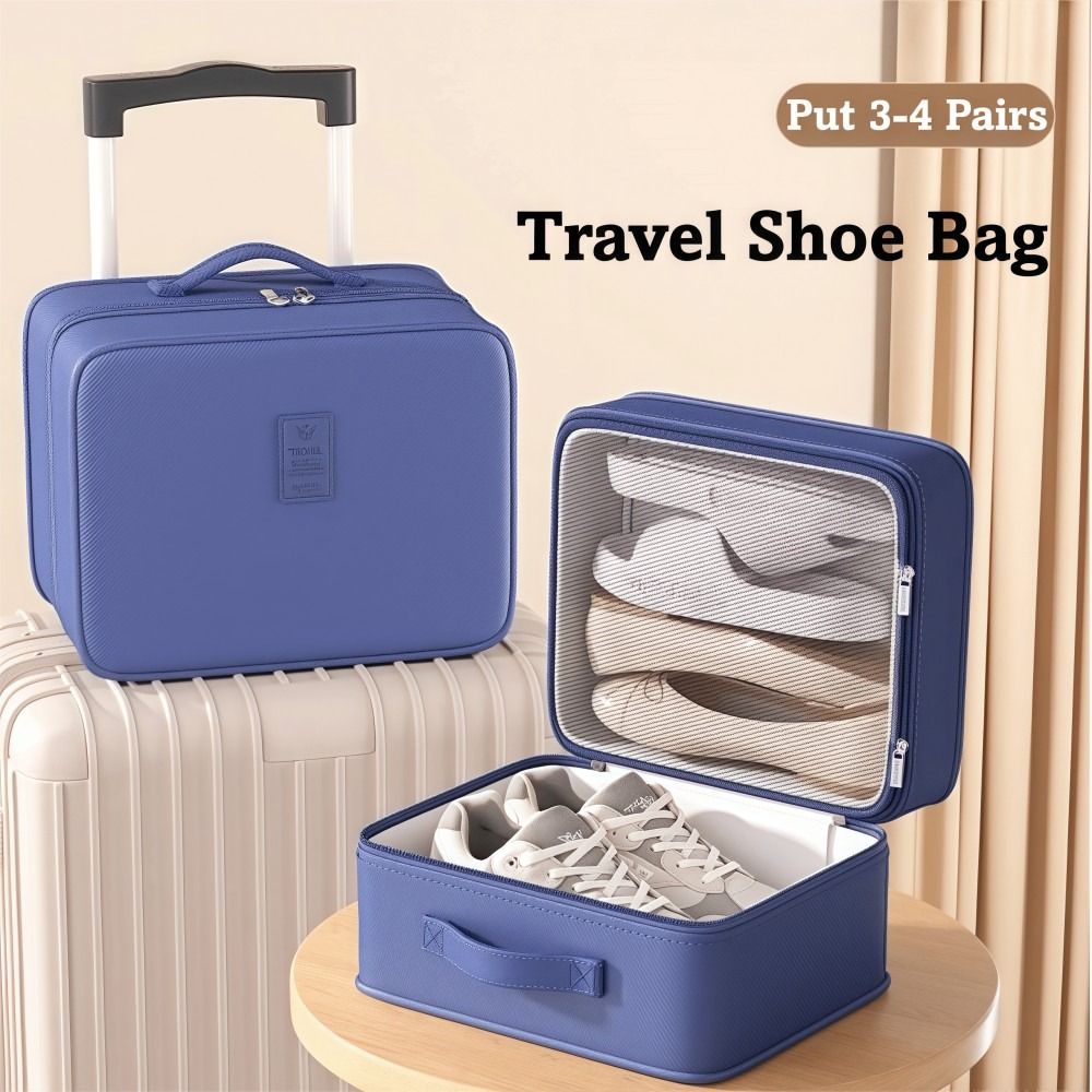 Upgraded Multi-layer Travel Shoe Bag Zipper Waterproof Sneakers Storage Bag Sturdy Portable Storage Box Store 4 Pairs of Shoes