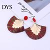Stud Earring 1 Pair Women Creative Bohemia Fringed Fan Earrings Shape Dangle Jewelry Gift for Party