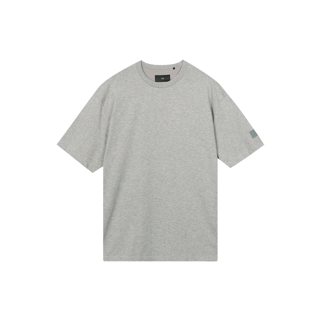 Y-3 FW22 Solid Color Logo Patch Round Neck Short Sleeve T-Shirt Men Tops Gray IB4786