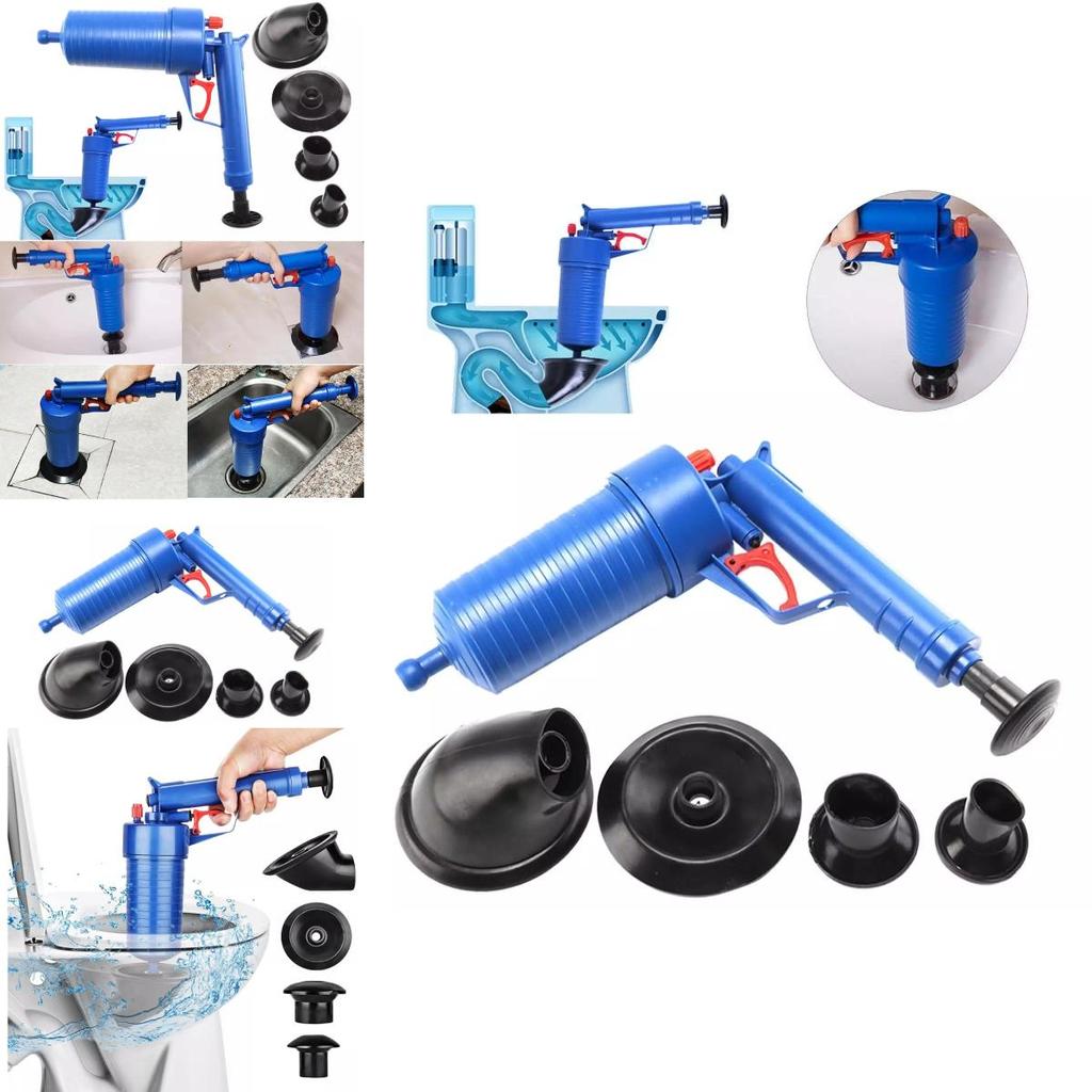 Powerful Blue Plastic Toilet Plunger Home Drain Cleaning Tool For Clogged Pipes