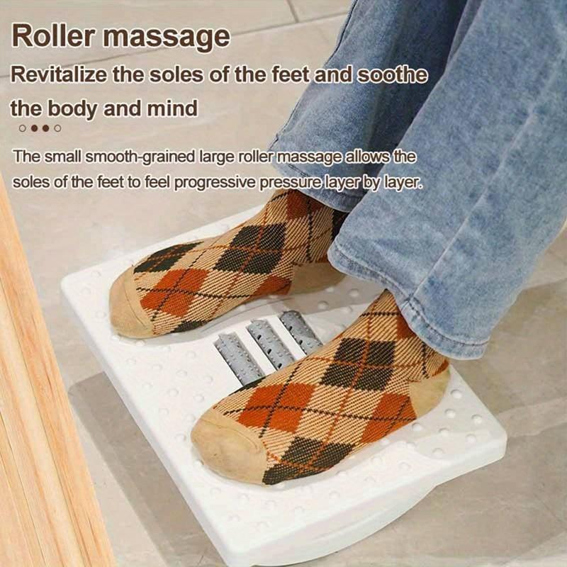 Shakable Massage Foot Rest Stool – Adjustable Rollers, Ergonomic Under Desk Support for Office, Study & Living Room – Durable PP