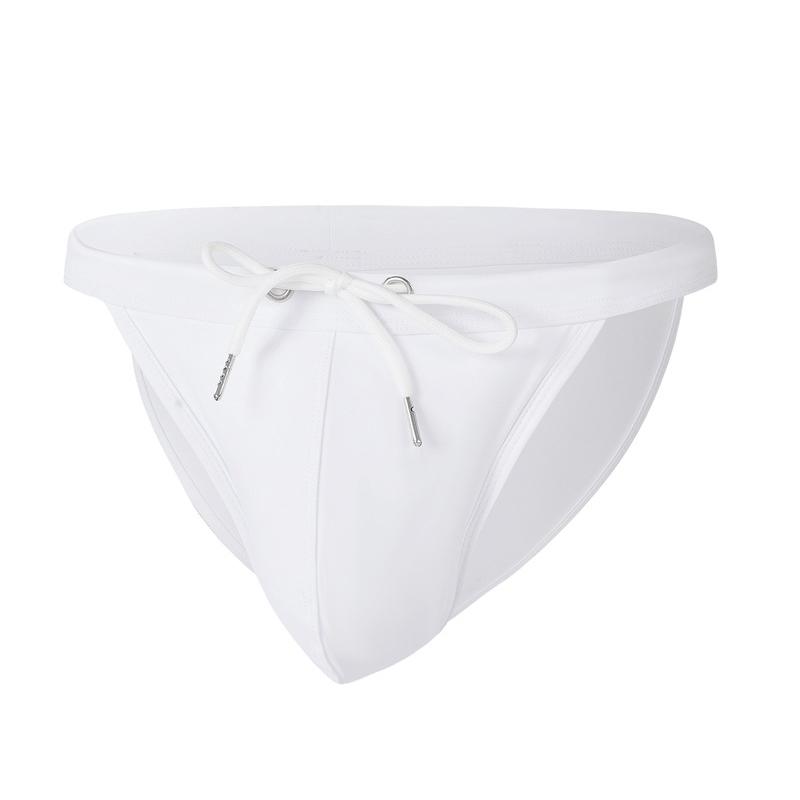 Men's Summer Dressing Drawstring Sexy Solid Color Comfortable Fabric Swimming Trunks Beach Swimsuit Triangle Swimsuit
