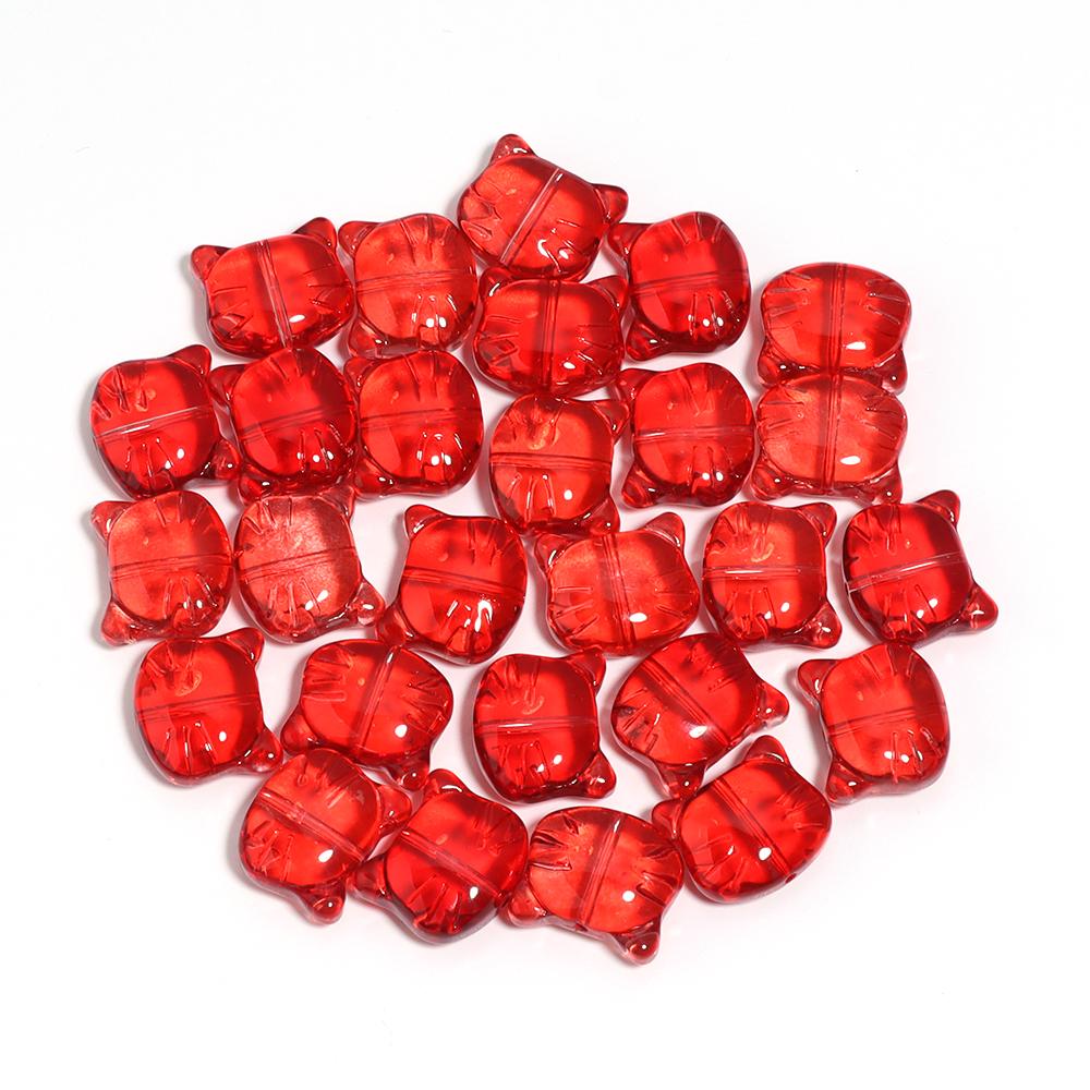30Pcs Cat Head Glass Beads Cute Cartoon Kitten Lampwork Loose Bead for Jewelry Making Accessories DIY Bracelet Necklace Pendant