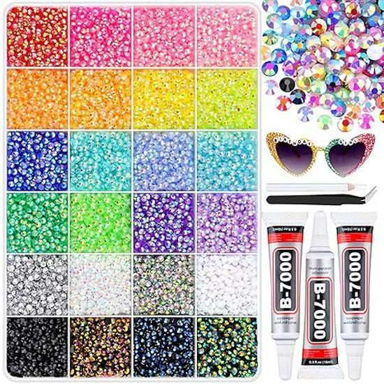 

24 Grids 3mm Colored Resin Acrylic Flat Back Rhinestones for Nail Art Decorations