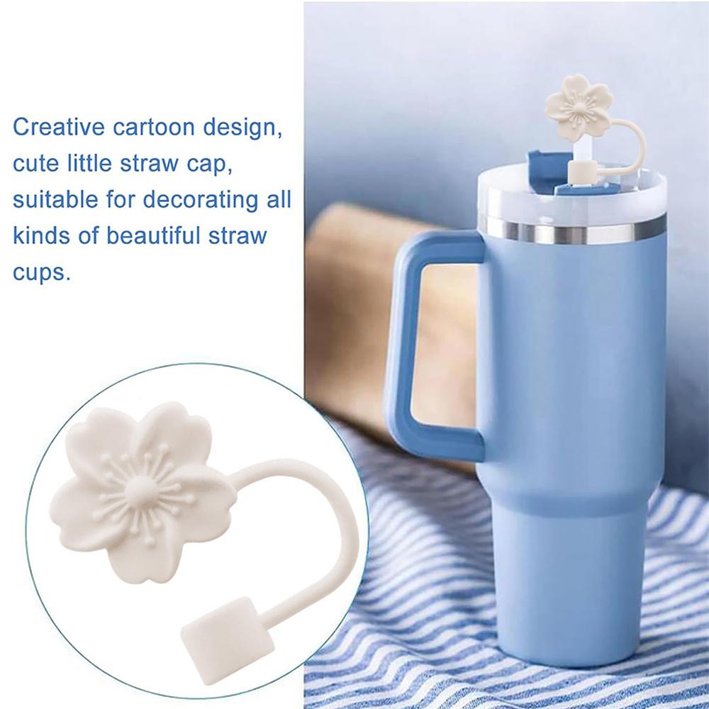 Flower Shape Straw Cover Caps Soft Silicone Straw Tips Lids Reusable Dust-Proof Straw Topper for Stanley Cup Party Decor
