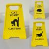Fashion Funny Cat Vomit Sign Bright Yellow Unique Design Warning Sign Gift Dog Vomit Sign Desk Decoration