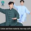 Unisex Cotton Linen Tai Chi Performance Suit - New Chinese Style Long Sleeve Wushu Practice Outfit