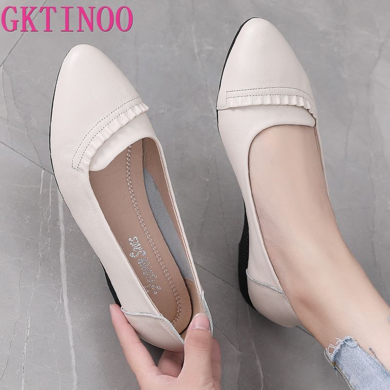 Women Shoes Casual Genuine Leather Spring 2025 New Soft-soled Lightweight Mother Shoes Large Size 35-43 Flat Shoes For Ladies