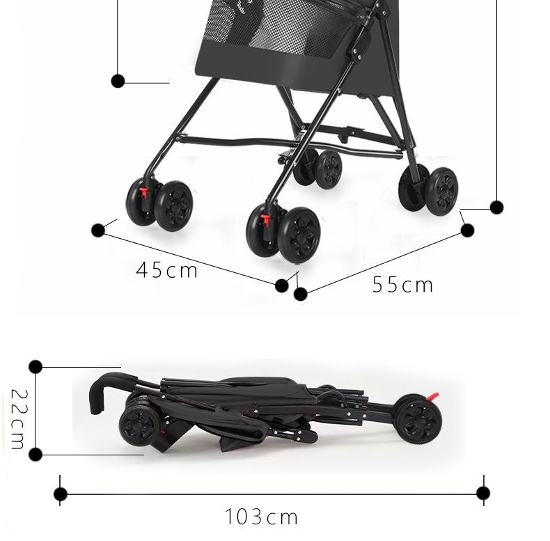 Lightweight Foldable Pet Stroller for Small Cats & Dogs - Outdoor Use