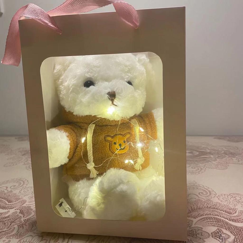 Flash Teddy Bear Plush Toy with Light Bear Doll Gift Box Ragdoll Bear Doll for Girl Birthday Gift