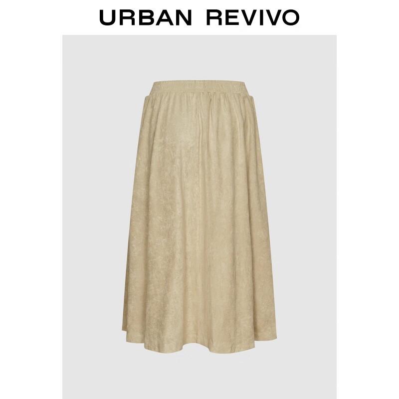 

UR Women s Suede Texture Elastic Waist Midi Skirt M