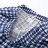 Cotton Plaid Design Men's Trouser Pajamas Homewear Suit for Autumn Thin Short-Sleeved Trousers Plaid Homewear Pyjamas Men