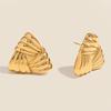 Xia Ling Fashion Triangle Striped Stainless Steel Stud Earrings - Non-Fading European and American Style.